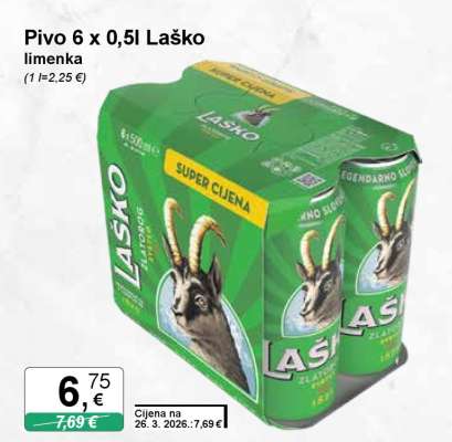 Pivo 6 x 0,5l Laško limenka