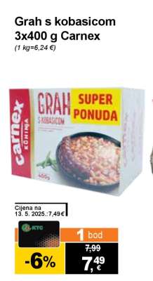 Grah s kobasicom 3x400 g Carnex