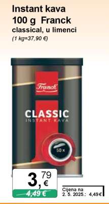 Instant kava 100 g Franck classical, u limenci