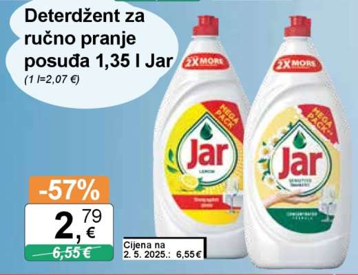 Deterdžent za ručno pranje posuđa 1,35 l Jar