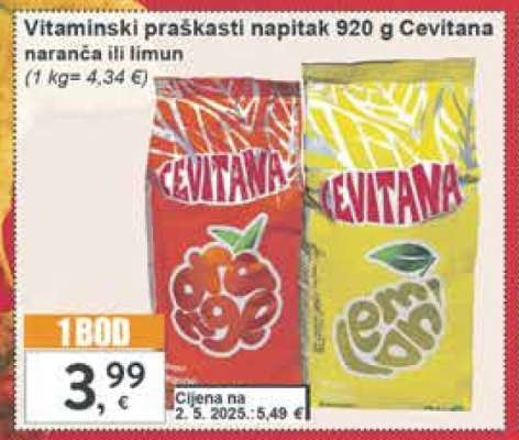 Vitaminski praškasti napitak 920 g Cevitana naranča ili limun