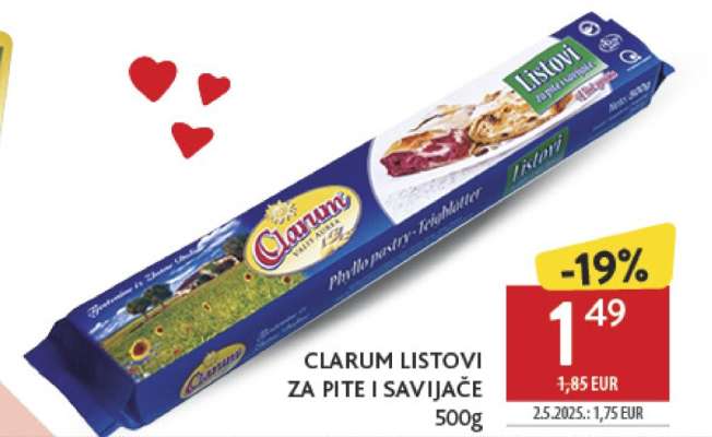 CLARUM LISTOVI ZA PITE I SAVIJAČE 500g
