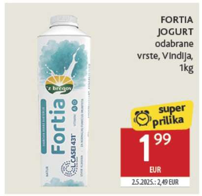 FORTIA JOGURT odabrane vrste, Vindija, 1kg