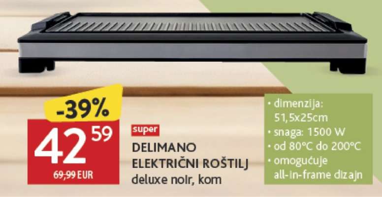 DELIMANO ELEKTRIČNI ROŠTILJ Deluxe Noir, kom
