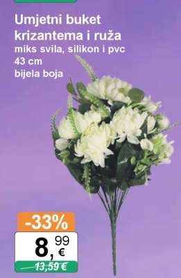 Umjetni buket krizantema i ruža