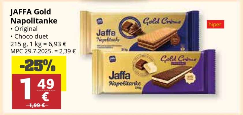 JAFFA Gold Napolitanke