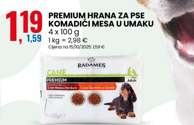 PREMIUM HRANA ZA PSE KOMADIĆI MESA U UMAKU