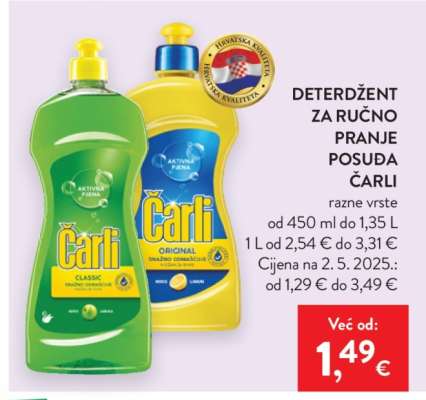 Deterdžent za ručno pranje posuđa Čarli
