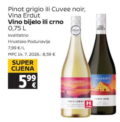 Pinot grigio ili Cuvee noir, Vina Erdut