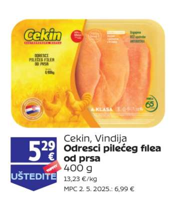 Cekin, Vindija Odresci pilećeg filea od prsa