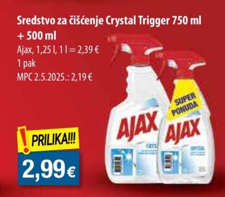 Sredstvo za čišćenje Crystal Trigger 750 ml + 500 ml
