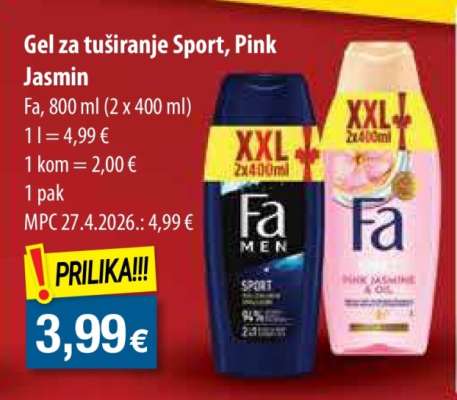 Gel za tuširanje Sport, Pink Jasmin