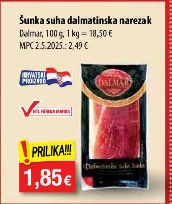 Šunka suha dalmatinska narezak