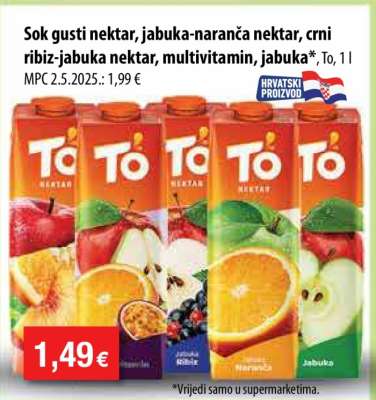 Sok gusti nektar, jabuka-naranča nektar, crni ribiz-jabuka nektar, multivitamin, jabuka