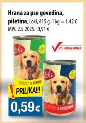 Hrana za pse govedina, piletina, Loki