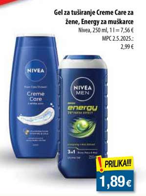 Gel za tuširanje Creme Care za žene, Energy za muškarce