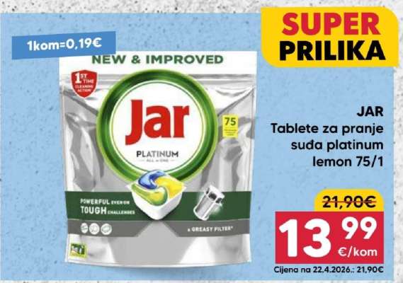 JAR Tablete za pranje suđa platinum lemon 75/1