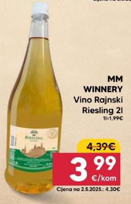 MM WINNERY Vino Rajnski Riesling 2l