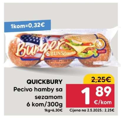 QUICKBURY Pecivo hamby sa sezamom