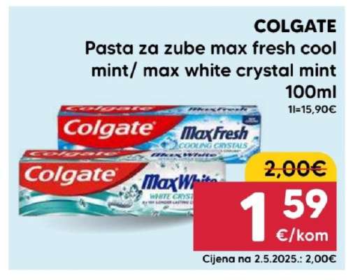 COLGATE Pasta za zube max fresh cool mint/ Max white crystal mint