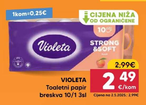 VIOLETA Toaletni papir breskva 10/1 3sl