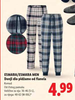 ESMARA/ESMARA MEN Donji dio pidžame od flanela