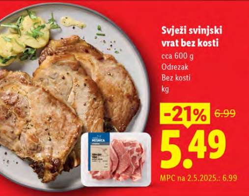 Svježi svinjski vrat bez kosti