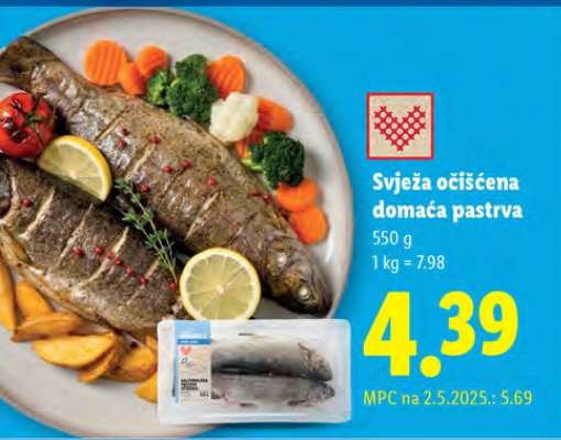 Svježa očiscena domaca pastrva