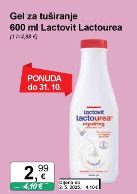 Gel za tuširanje 600 ml Lactovit Lactourea