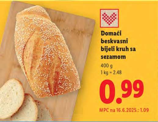 Domaći beskvasni bijeli kruh sa sezamom