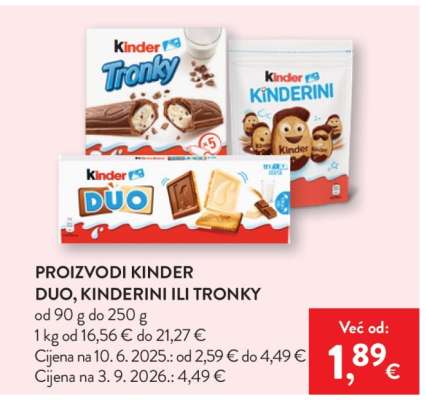Proizvodi Kinder Duo, Kinderini ili Tronky