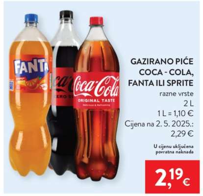 Gazirano piće Coca-Cola Fanta ili Sprite
