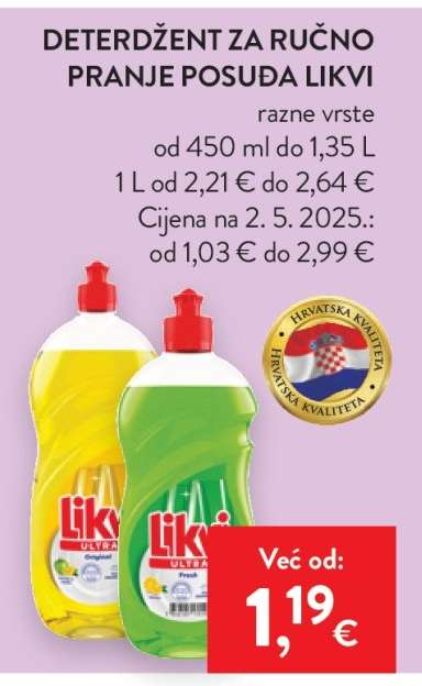 Detergent za ručno pranje posuđa Likvi