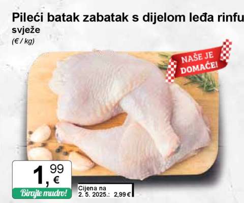 Pileći batak zabatak s dijelom leđa rinfuza