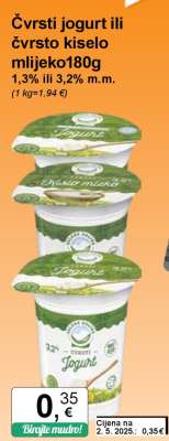 Čvrsti jogurt ili čvrsto kiselo mlijeko 180g