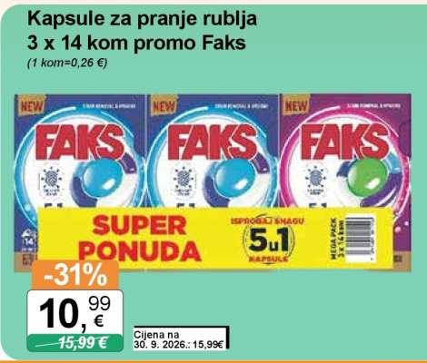 Kapsule za pranje rublja 3 x 14 kom promo Faks
