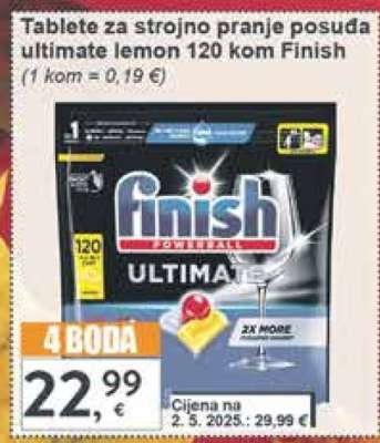 Tablete za strojno pranje posuđa ultimate lemon 120 kom Finish