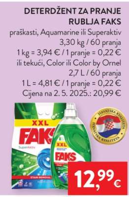 Deterdžent za pranje rublja Faks
