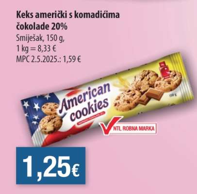 Keks američki s komadićima čokolade 20%