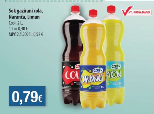 Sok gazirani cola, naranča, limun