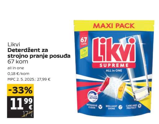 Likvi Deterdžent za strojno pranje posuđa