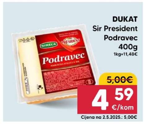 DUKAT Sir President Podravec 400g