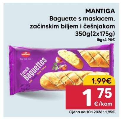 MANTIGA Baguette s maslacem, začinskim biljem i češnjakom
