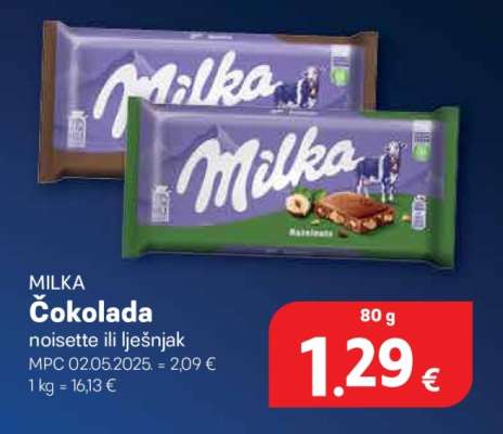 MILKA Čokolada noisette ili lješnjak