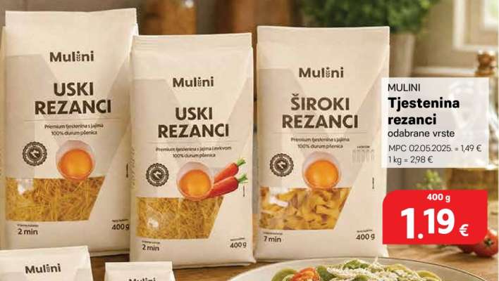 MULINI Tjestenina rezanci