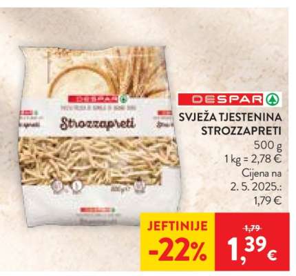 SVJEŽA TJESTENINA STROZZAPRETI