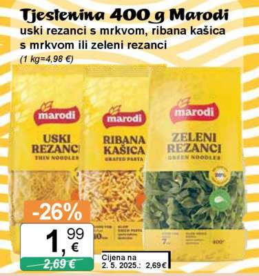 Tjestenina 400 g Marodi