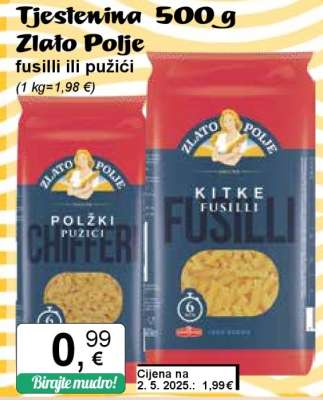 Tjestenina 500 g Zlato Polje