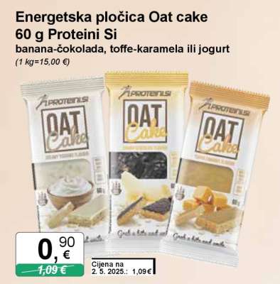 Energetska pločica Oat cake 60 g Proteini Si