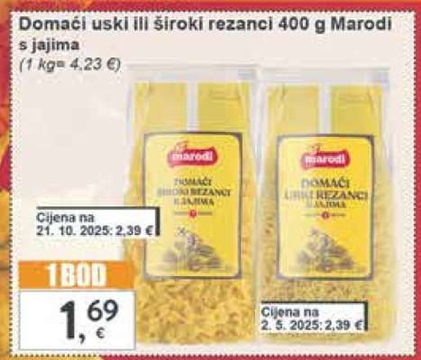 Domaći uski ili široki rezanci 400 g Marodi s jajima